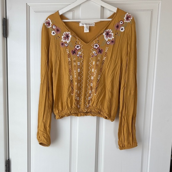 Youth In Revolt Tops - Youth in Revolt Floral Mustard Blouse large